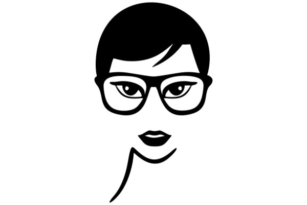 Stylized Portrait of a Woman with Glasses and a Lipstick Smile