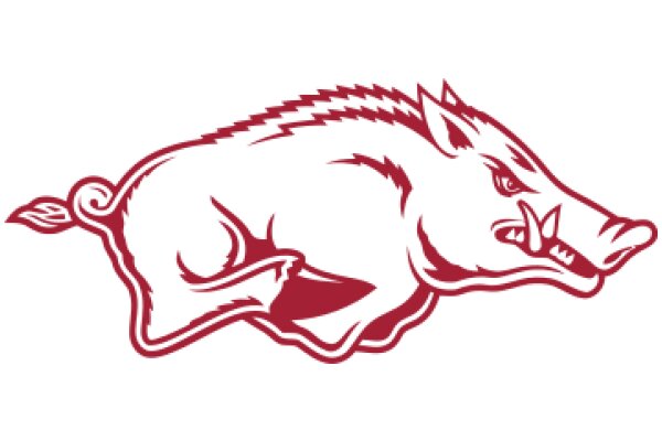 Stylized Logo of a Pig with a Tail, in Red and White