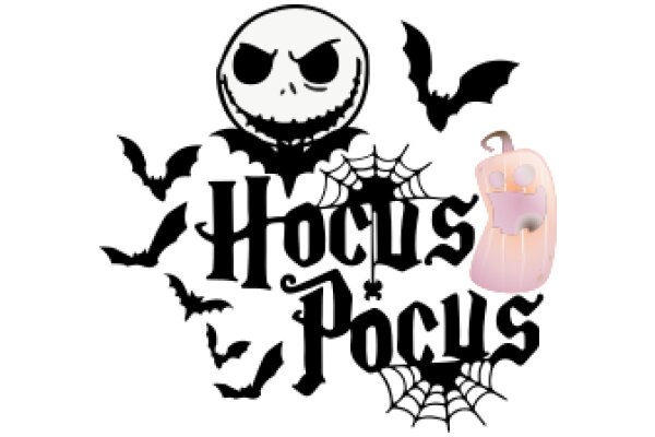 Halloween-themed Graphic with Jack Skellington, Bats, and Spider Web