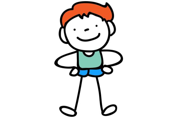 A Friendly Cartoon Character: A Boy with Red Hair and a Blue Shirt