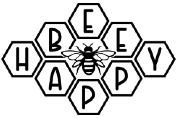 Honey Bee and Honeycomb Design with the Word 'HAPPY' in the Center