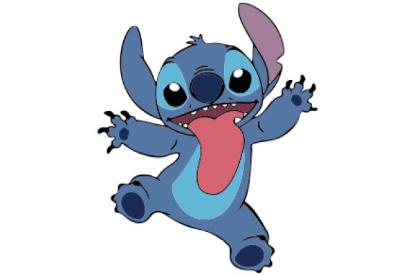 Stylized Animation of Lilo & Stitch Character, Stitch, with a Tongue Out