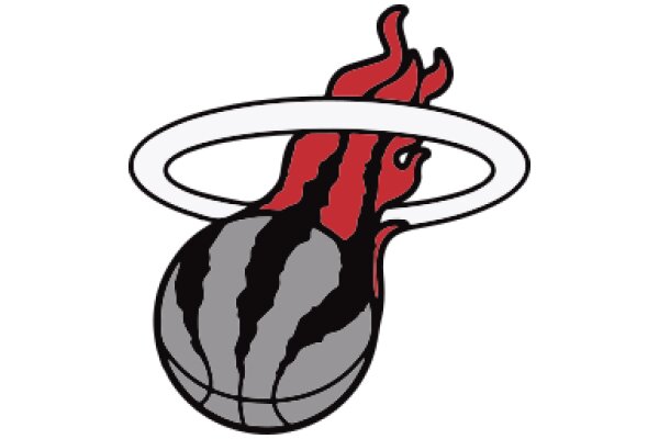 Stylized Basketball Logo with Flames