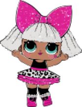 Adorable Cartoon Character with Pink Bow and Leopard Print Dress