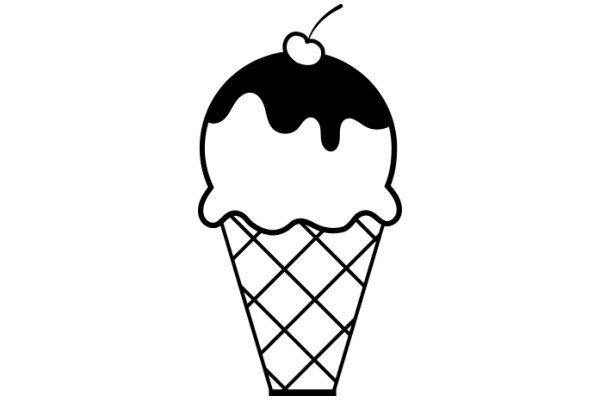 A Delightful Illustration of an Ice Cream Cone with a Cherry on Top