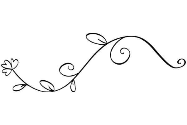 Elegant Line Art of a Flower with Swirling Stems