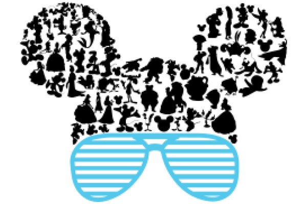 Mickey Mouse Ear Silhouette with Sunglasses and a Crowd of People