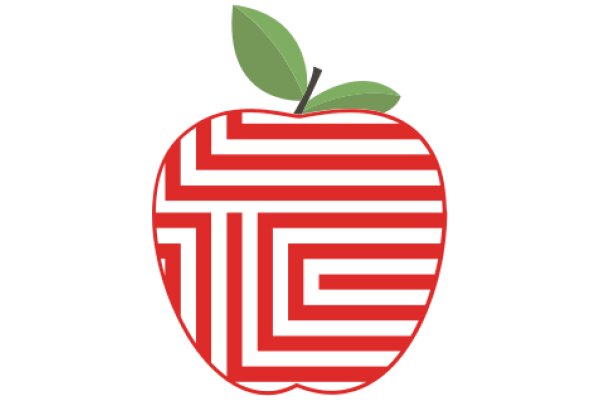 Vibrant Red and White Apple with a Green Leaf