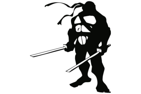 Silhouette of a Ninja with Swords