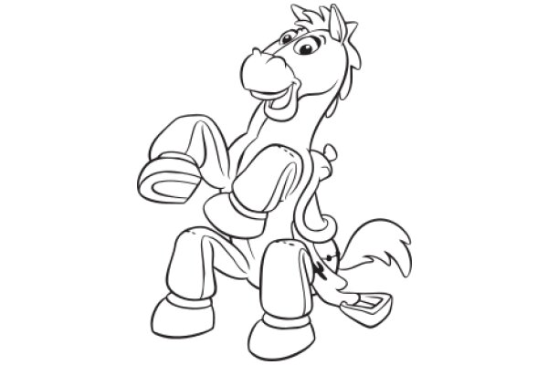 A Playful Pony: A Cartoon Character with a Smile and a Phone