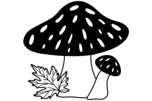 A Whimsical Illustration of a Mushroom and a Maple Leaf