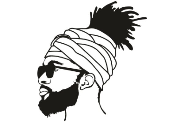 Stylized Silhouette of a Man with a Beard and a Turban