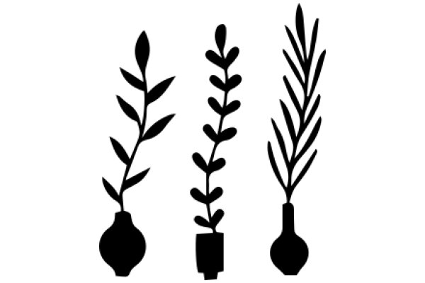 Three Stylized Plant Silhouettes: A Simple, Minimalist Artwork