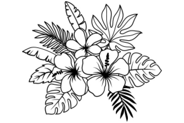 Stylized Floral Arrangement: A Line Drawing