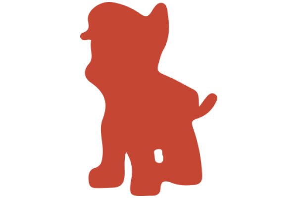 A Red Silhouette of a Dog with a Hat