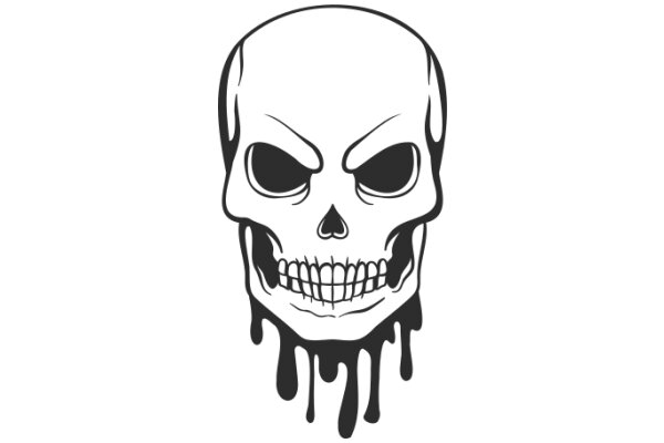 Stylized Skull with Dripping Black Designs