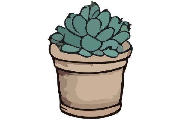 A Whimsical Illustration of a Cactus in a Pot