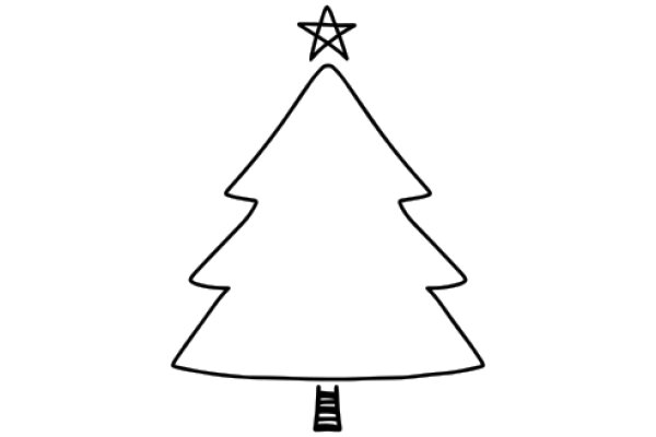 A Simple Line Drawing of a Christmas Tree with a Star on Top