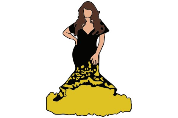 Stylized Illustration of a Woman in a Yellow Dress