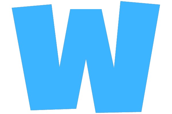 Vibrant Blue Letter 'W' on a White Background