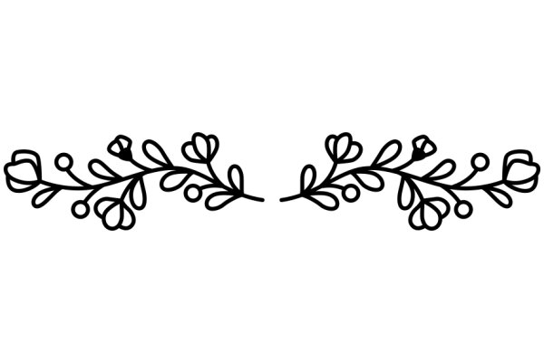 Simplistic Line Drawing of a Floral Border