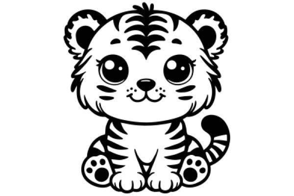 Adorable Cartoon of a Tiger Cub