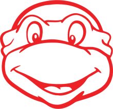 Red and White Cartoon Character Logo