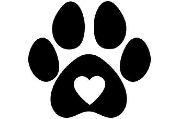 Simplistic Paw Print Logo with Heart Inside