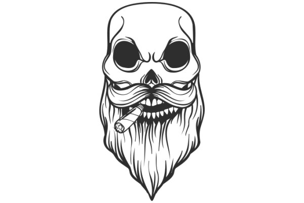 Stylish Illustration of a Skull with a Cigar in Its Mouth