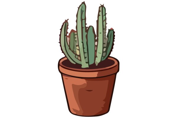 A Digital Illustration of a Cactus in a Pot