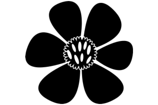 Stylized Black Flower with White Detailing