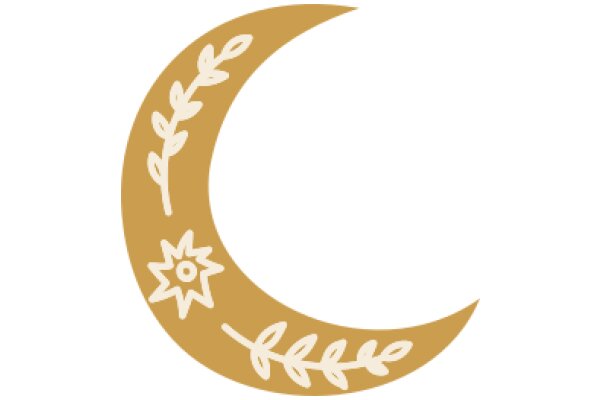 A Golden Crescent Moon with Floral Designs