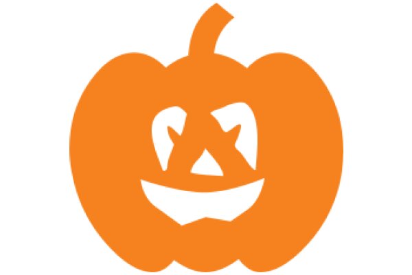 Halloween-themed logo with a pumpkin and a smiley face