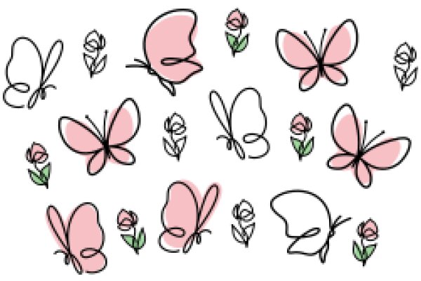 A Whimsical Collection of Pink Butterflies and Flowers