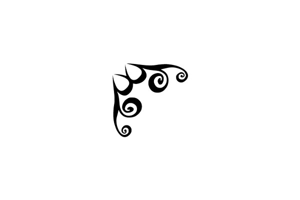 Stylized Black Swirl Design on White Background