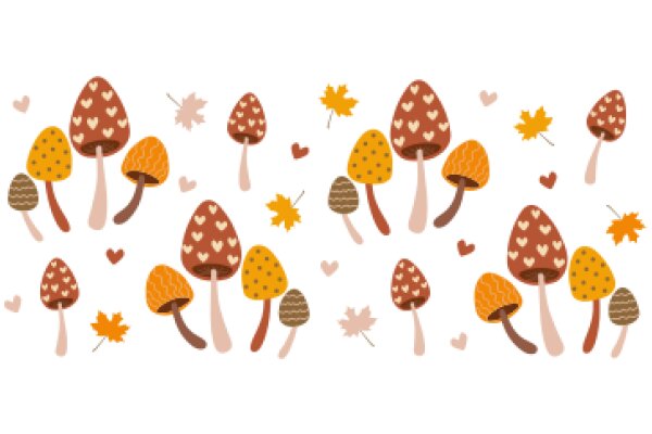 Autumnal Delight: A Collection of Mushrooms and Fall Leaves