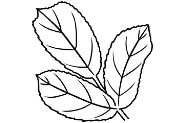 Simplistic Line Drawing of Two Leaves