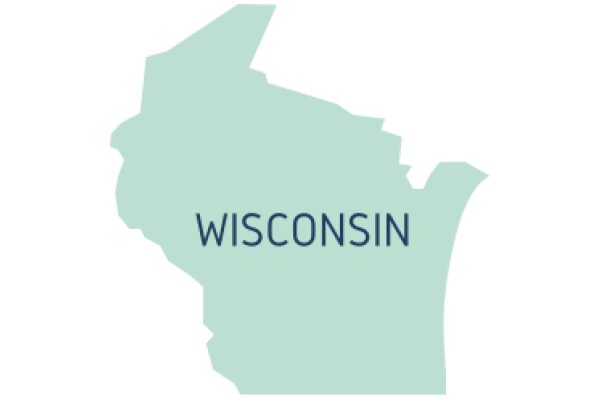 Wisconsin State Map with the Name 'Wisconsin' in Blue