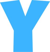 Vibrant Blue Letter 'Y' on a White Background