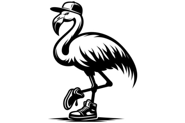 Stylish Flamingo with a Cap and Sneakers