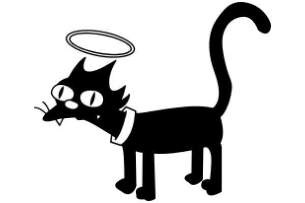 Whimsical Feline with a Halo: A Illustration