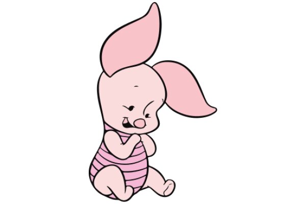 Adorable Pink Cartoon Baby with Big Eyes and a Striped Shirt