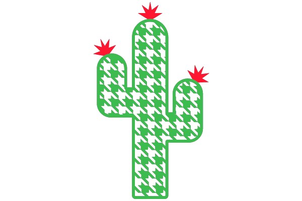 Vibrant Cactus Design with Red Stars