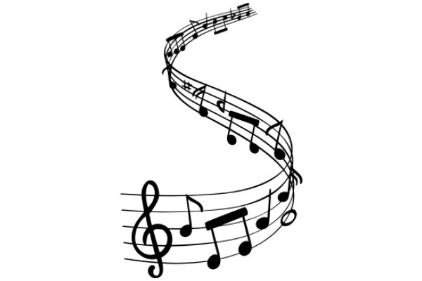 Musical Harmony: ACurved Sheet Music and a Treble Clef