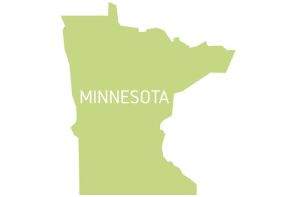 Minnesota State Map with the Name 'Minnesota' in White Text