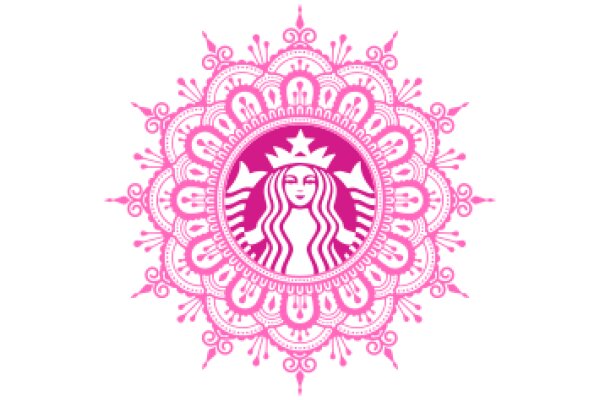 Stylized Starbucks Logo with Pink and White Decorations