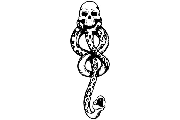 Stylized Snake Design with a Skull