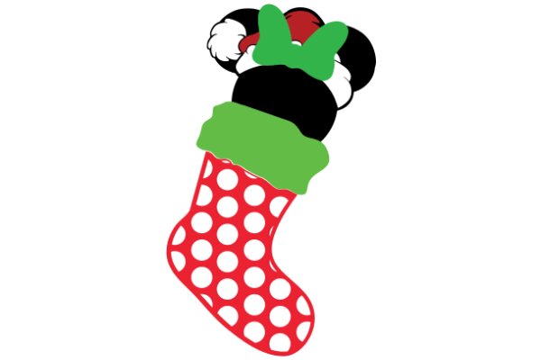 A Festive Christmas Gift: A Stuffed Mickey Mouse with a Polka-Dotted Stocking