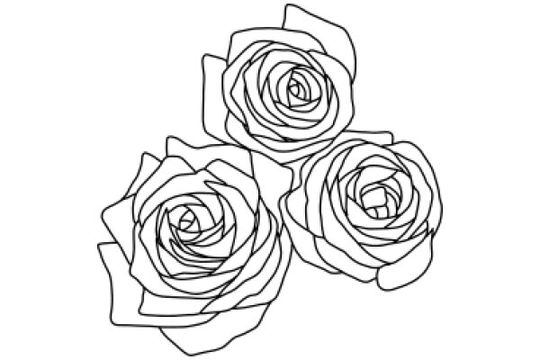 Artistic Line Drawing of Three Rose Buds