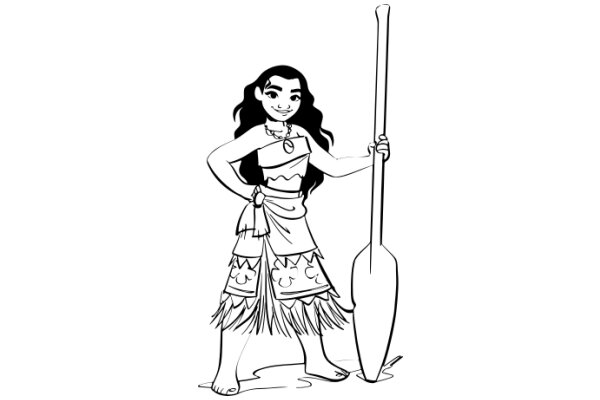 A Hula Dancer with a Paddle, Ready for a Performance